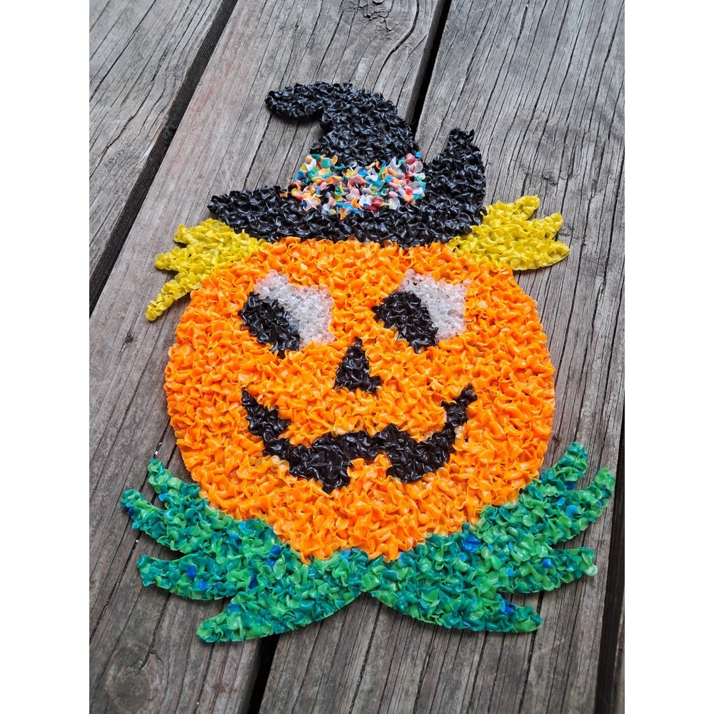 Vtg Melted Popcorn Wall Decoration Large Halloween Pumpkin Jack-o'-lantern A1